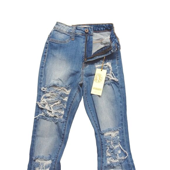 Aphrodite High-Rise Curvy Destructed Flare-Leg Jeans Women's Size 1 (25) - Picture 8 of 14